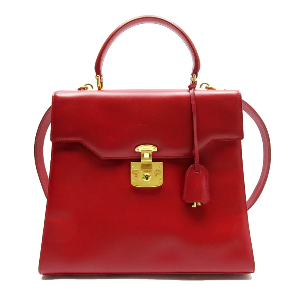 Gucci 2way Shoulder Bag Leather Red Gold